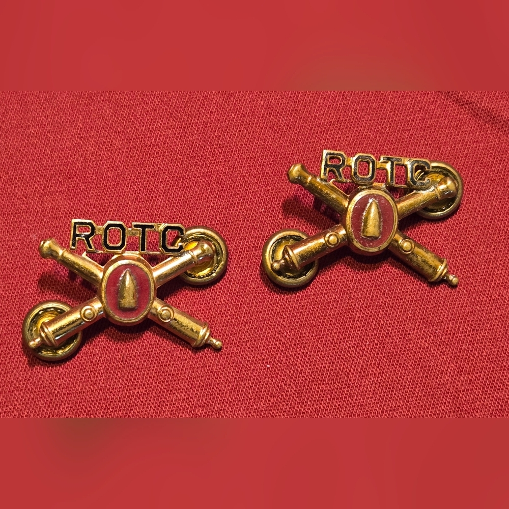 *Rare* WWII 1930s ROTC Coast Artillery Officers Collar Insignias Lot of 2
